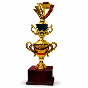 Premium Gold Trophy Cup with Wooden Base for Sports Awards, Championship Events, Schools, Colleges, Corporate Awards and Trophy Competitions